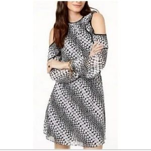 MICHAEL KORS Printed Ruffle Cold Shoulder Blouson